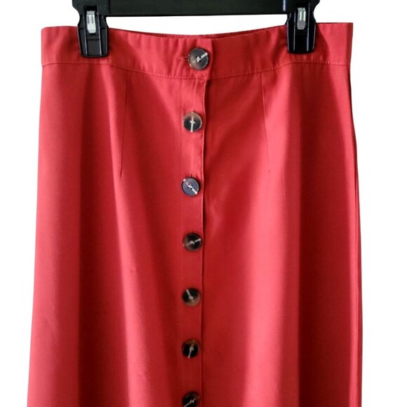 Nasty Gal Collection Rust Orange Button-Front Midi Skirt Women's Sz 6 Polyester - Picture 4 of 7